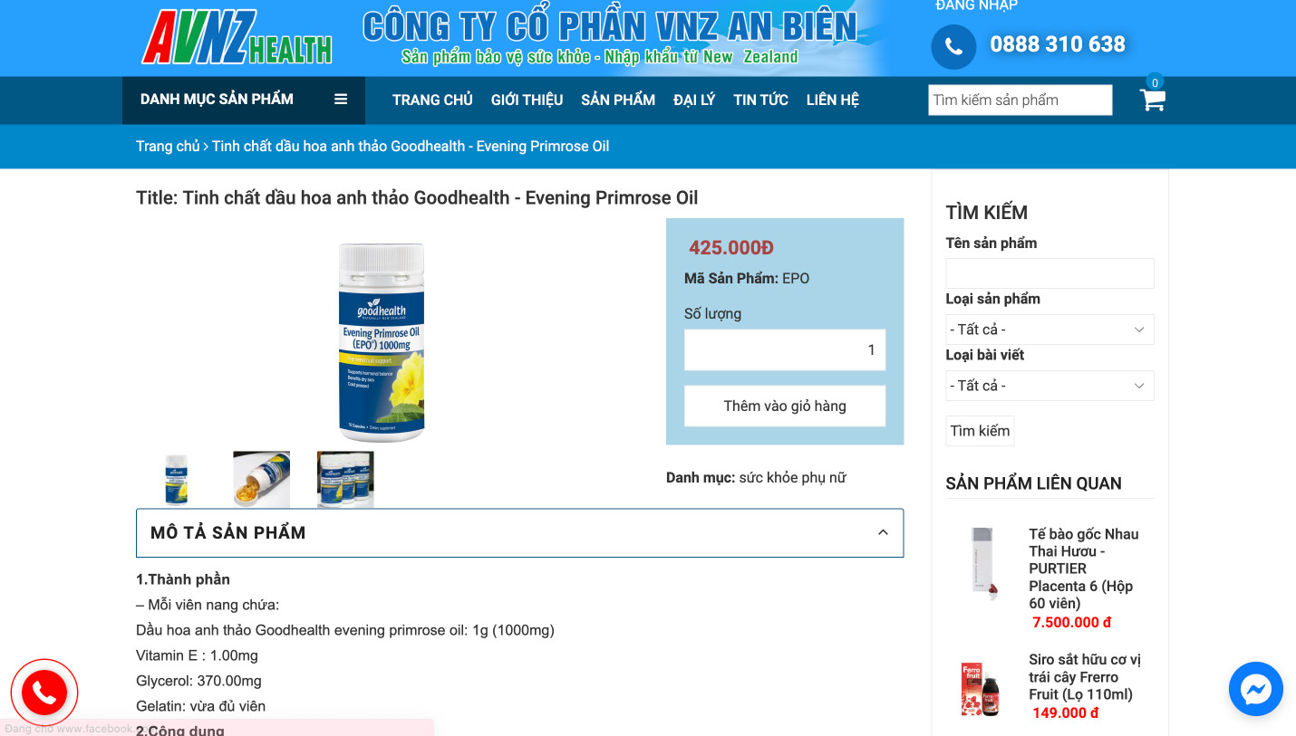 thiết kế website thực phẩm hỗ trợ sức khoẻ