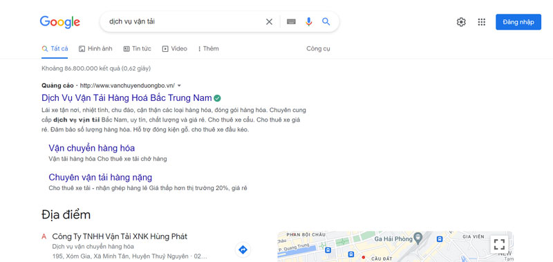 quảng cáo của AdWords 