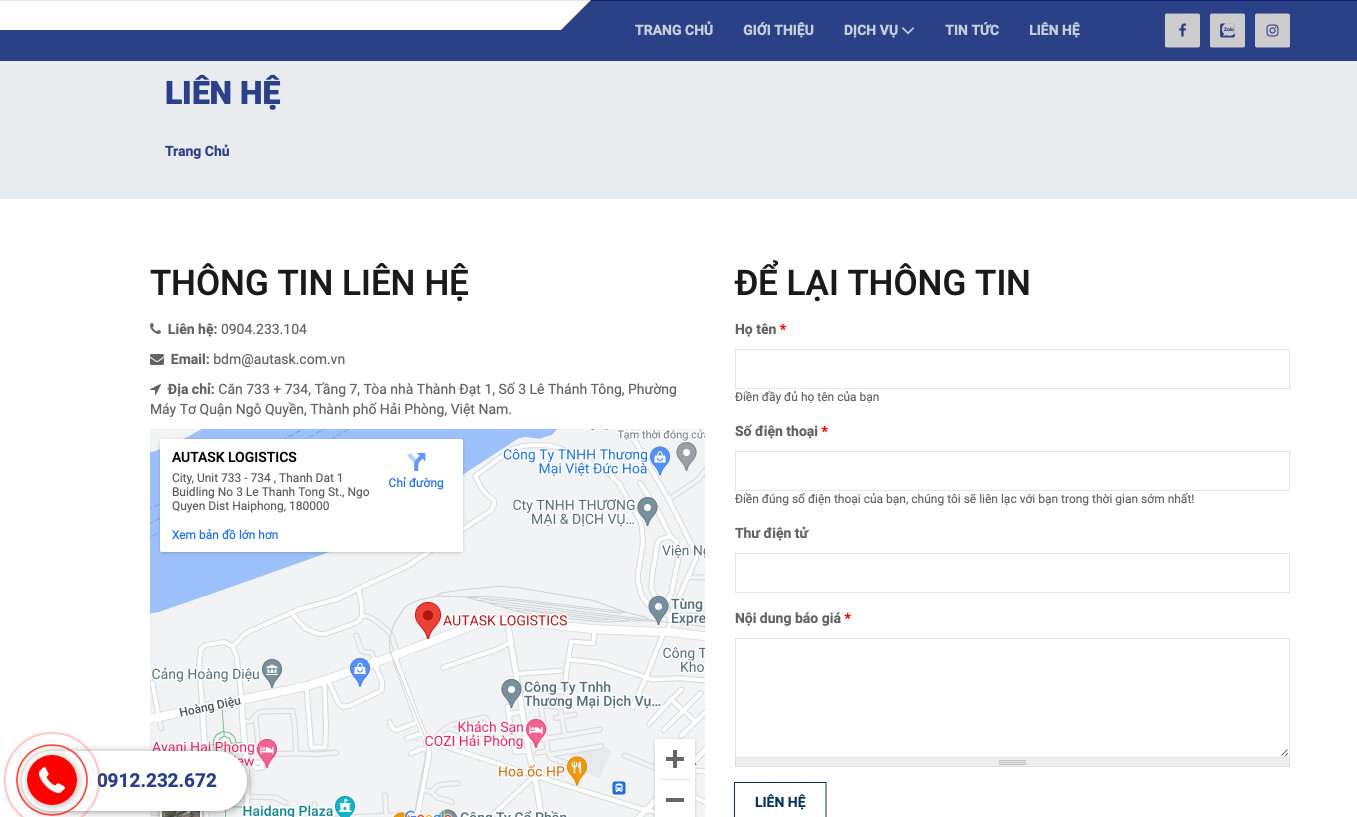 Thiết kế website logistics chuyên nghiệp