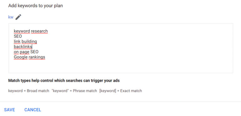 Google Keyword Planner