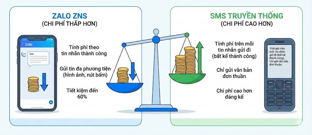 Zalo ZNS và SMS 