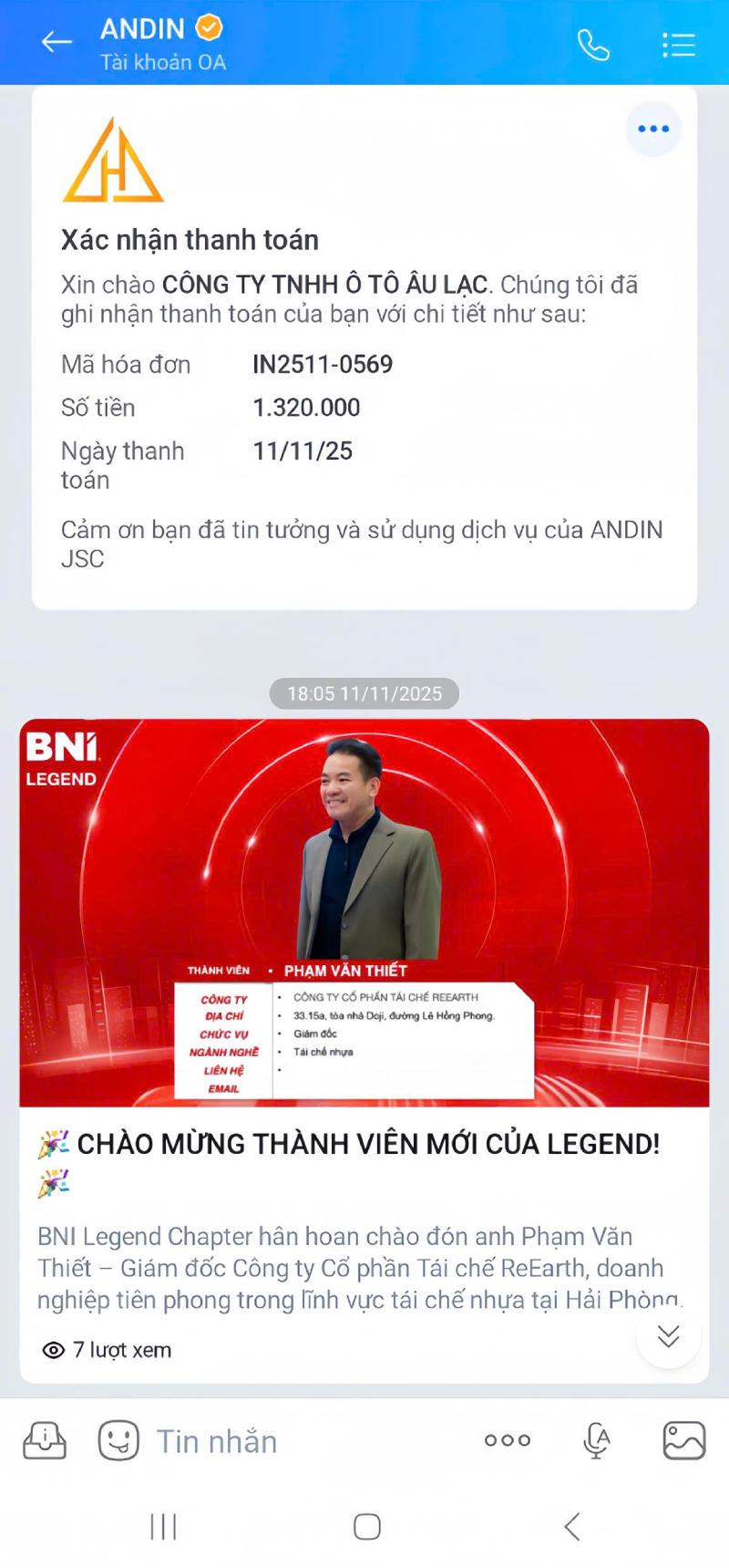 Hiển thị tin nhắn uy tín – không bị spam