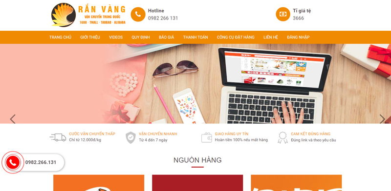 Giao diện website Rắn Vàng