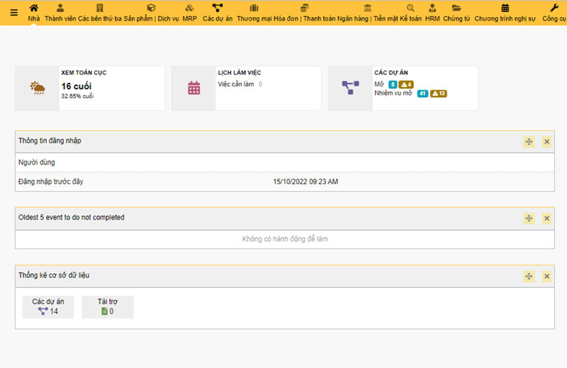 Giao diện phần mềm quản lý công việc