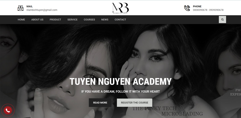 giao diện website đào tạo Tuyền Nguyễn