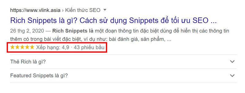 Ví dụ về Rich Snippets