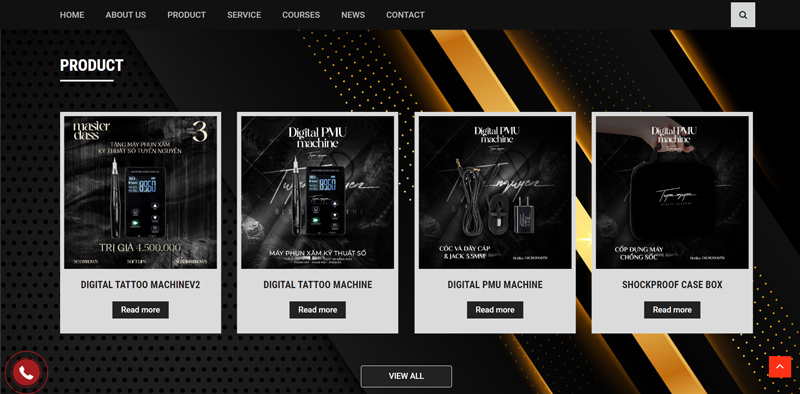 danh mục sản phẩm của website đào tạo Tuyền Nguyễn