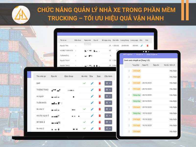 Chức năng Quản Lý Nhà Xe Trong Phần Mềm Trucking – Tối Ưu Hiệu Quả Vận Hành