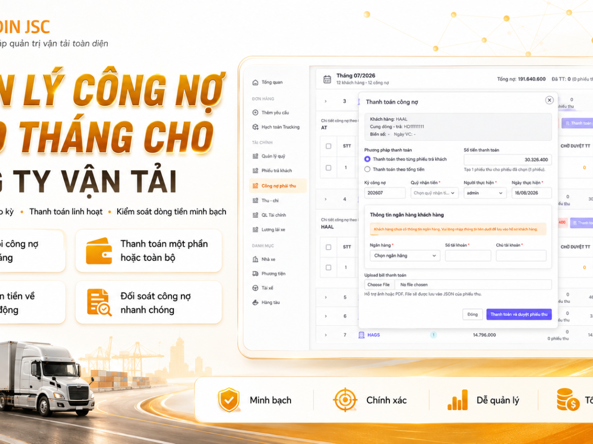 Quản Lý Công Nợ Theo Tháng Cho Công Ty Vận Tải