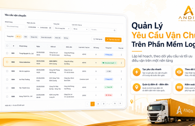 Quản Lý Yêu Cầu Vận Chuyển Trên Phần Mềm Logistics