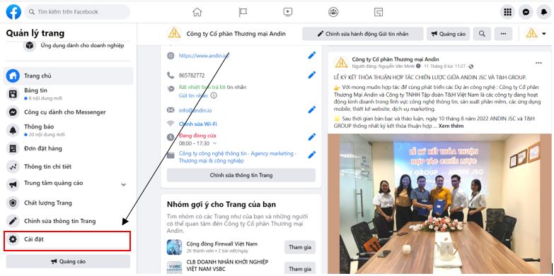 lấy mã nhúng - truy cập vào cài đặt