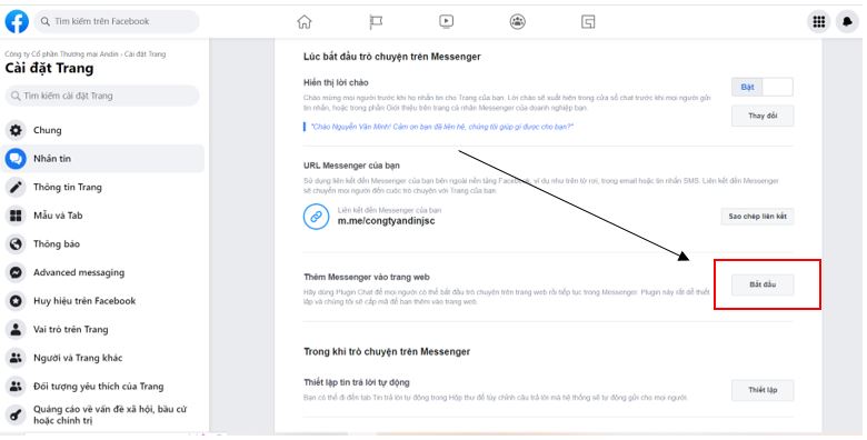 lấy mã nhúng - nhấn vaaof mục cài đặt